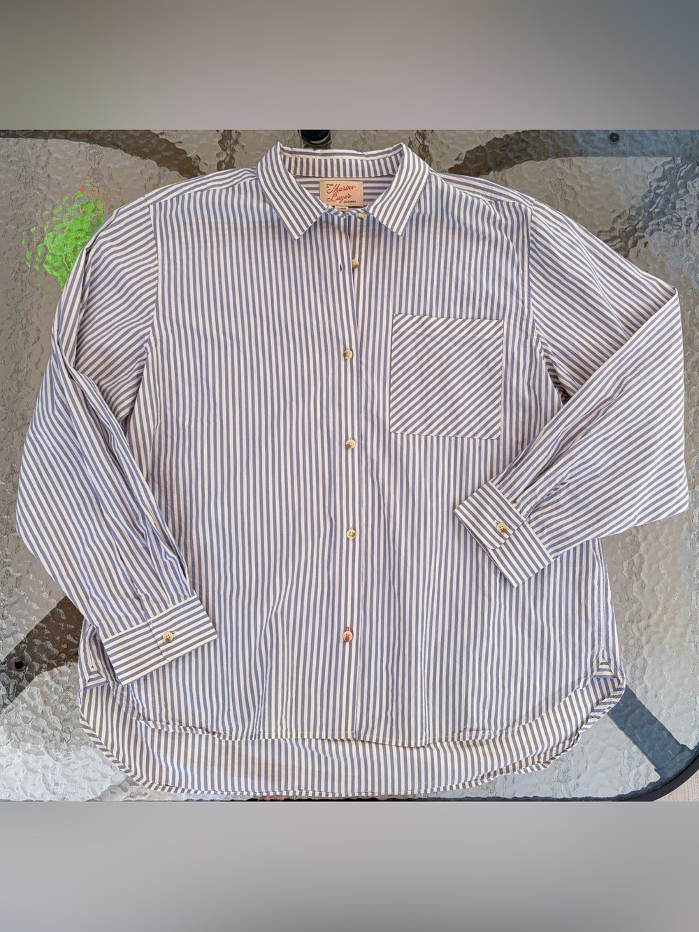 Marine Layer blue striped button down